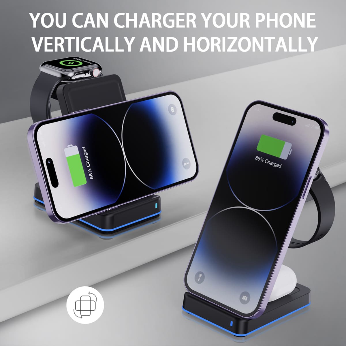 3in1 Wireless Charger for iPhone & Galaxy