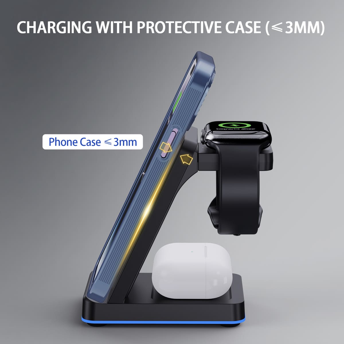 3in1 Wireless Charger for iPhone & Galaxy