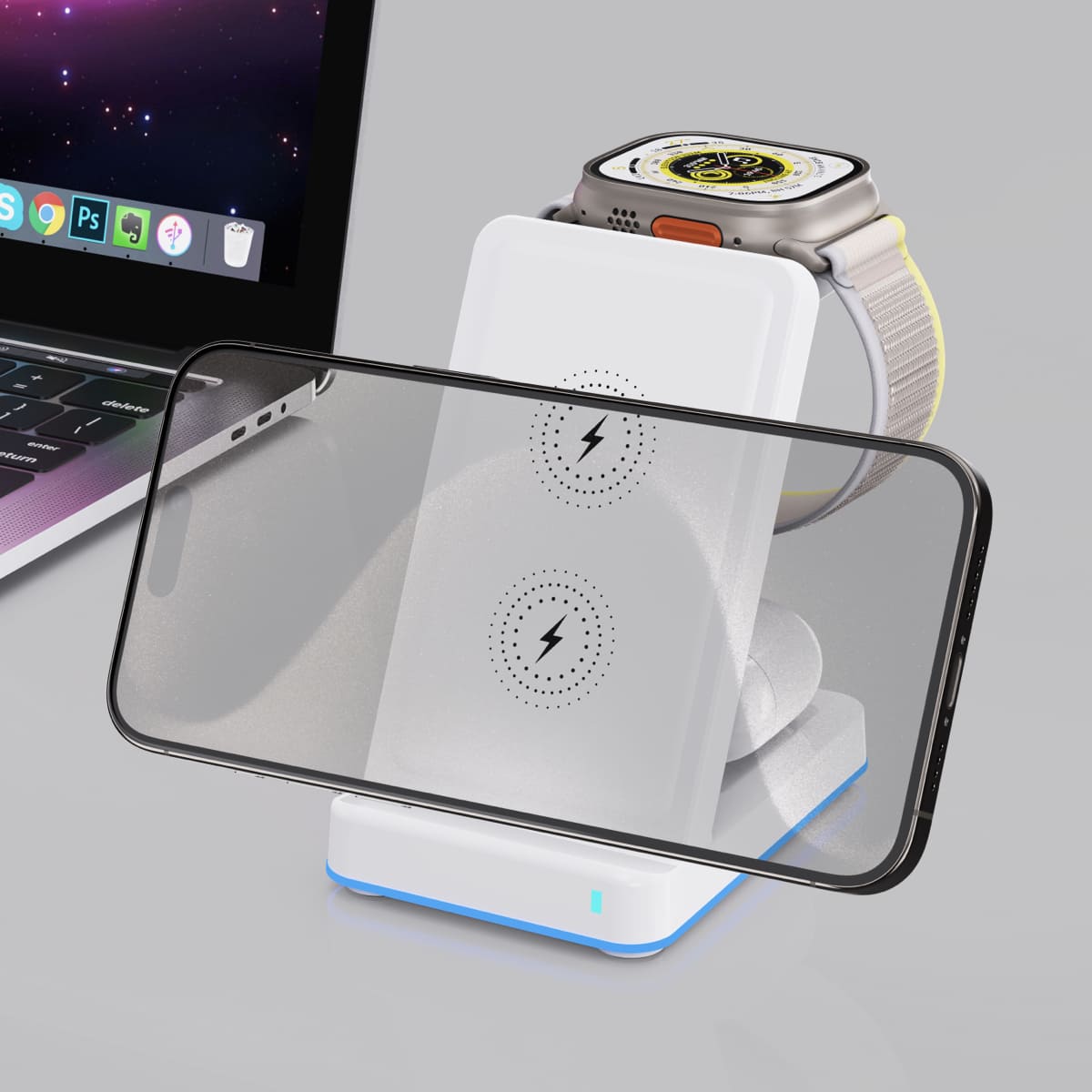 3in1 Wireless Charger for iPhone & Galaxy