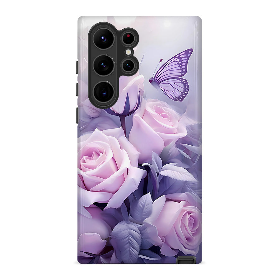 Purple Butterflies and Blooms | Valentine's Case Customize Phone Case shipmycase Galaxy S24 Ultra BOLD (ULTRA PROTECTION) 