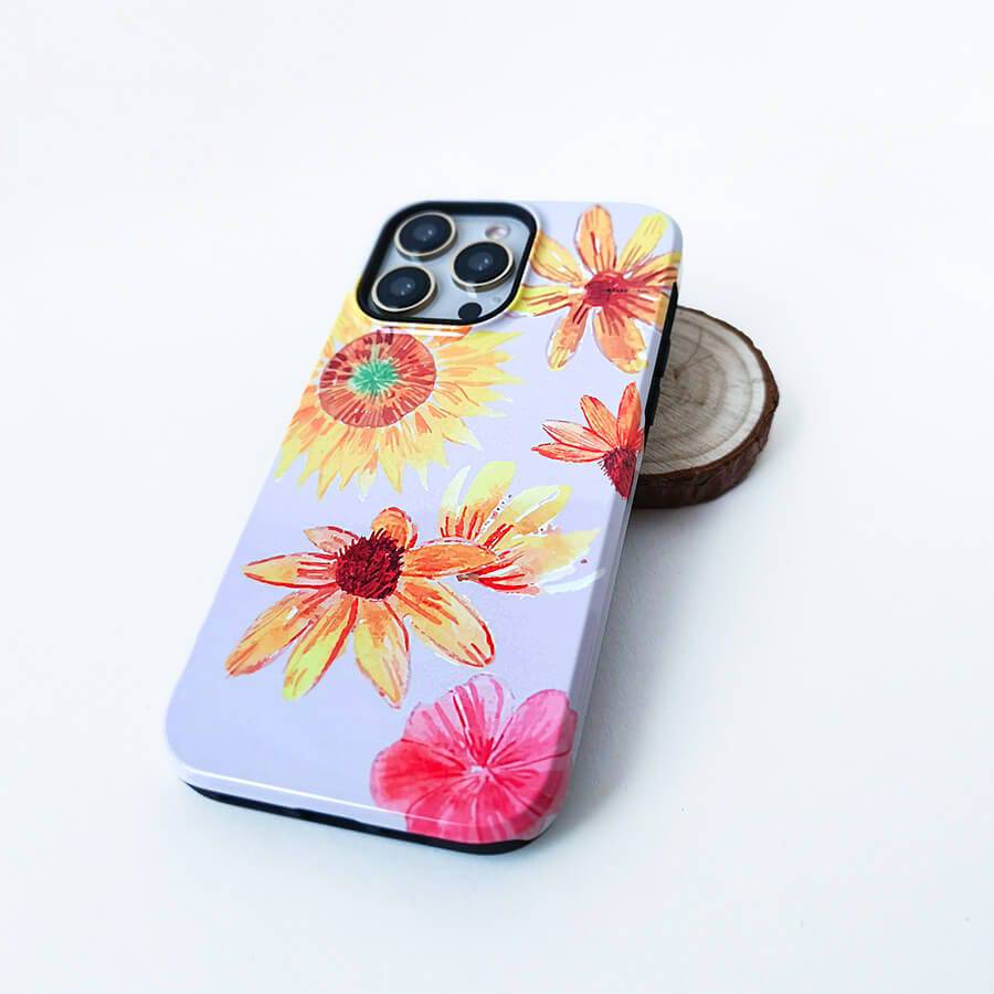 Chrysanthemum & Sunflower | Retro Floral Case Customize Phone Case shipmycase   