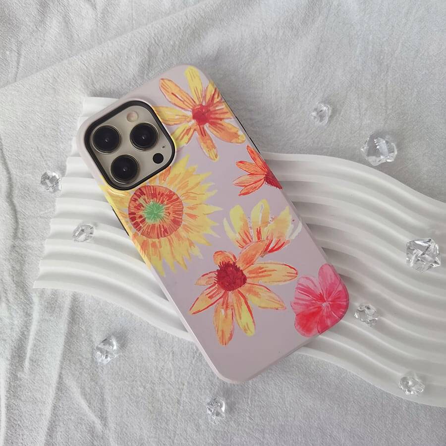 Chrysanthemum & Sunflower | Retro Floral Case Customize Phone Case shipmycase   