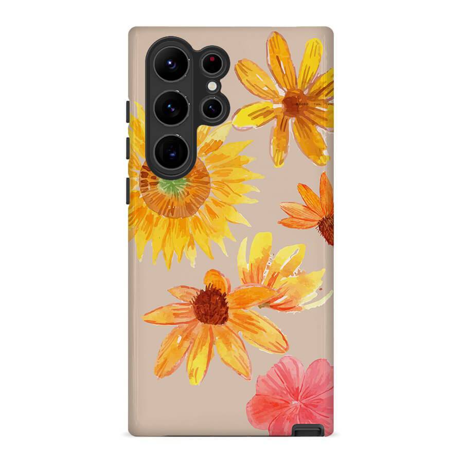 Chrysanthemum & Sunflower | Retro Floral Case Customize Phone Case shipmycase Galaxy S23 Plus BOLD (ULTRA PROTECTION) 