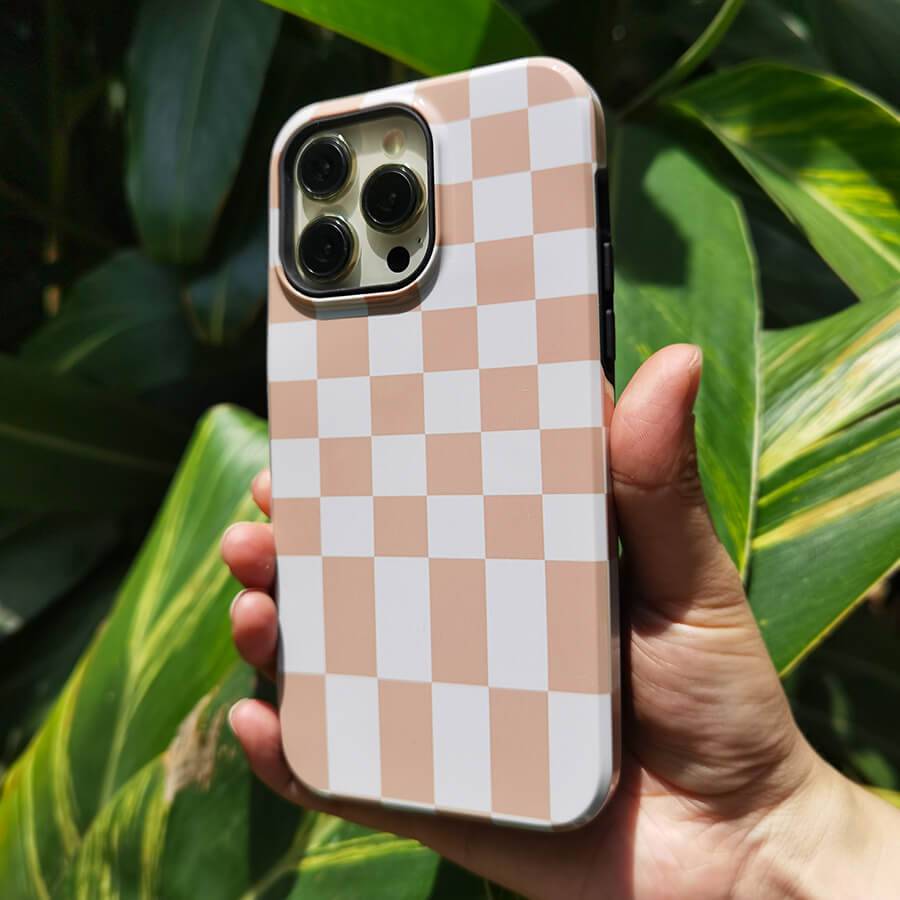 Neutral Checkerboard | Abstract Retro Case Customize Phone Case shipmycase   